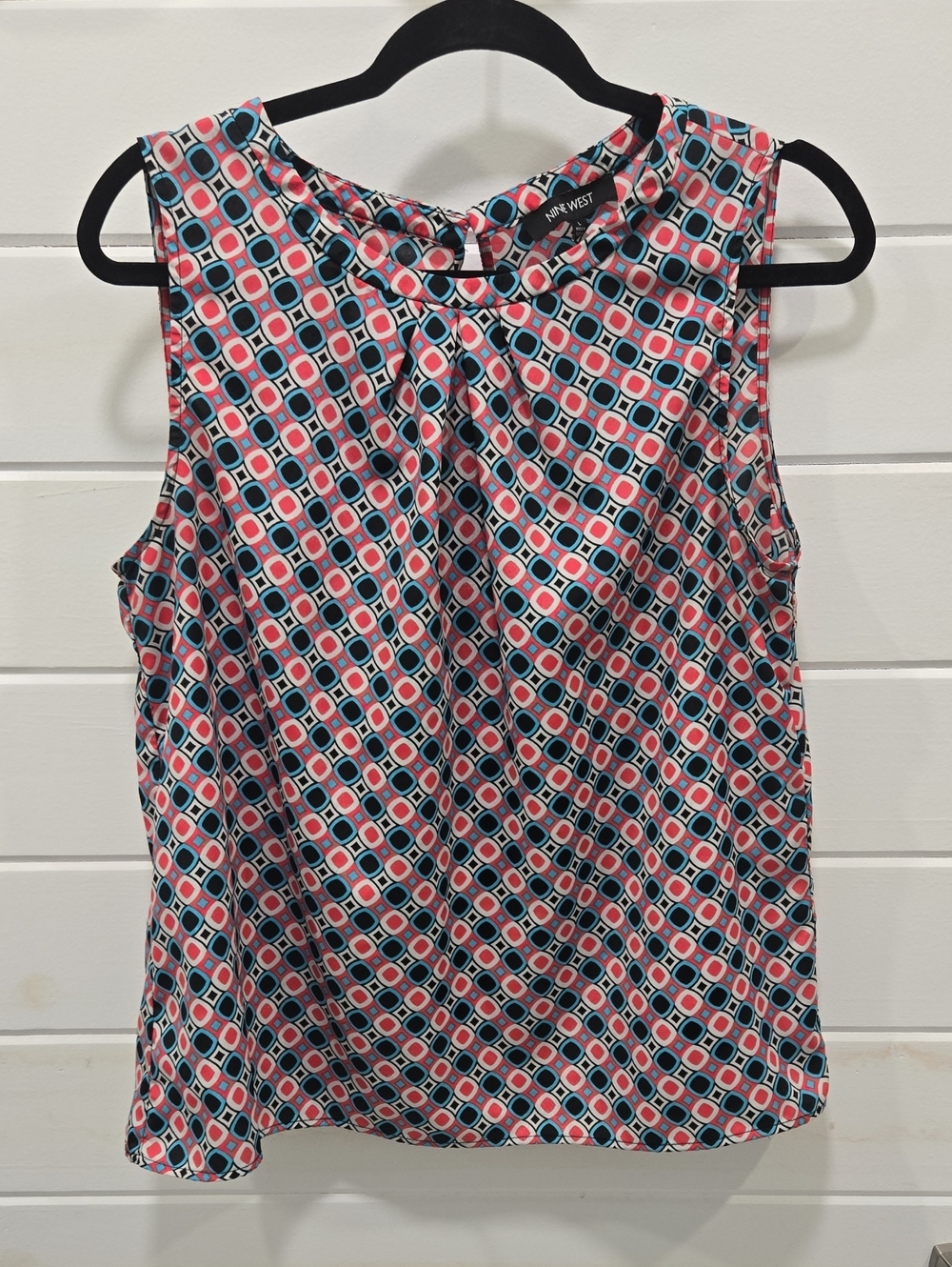 Nine West Pink Teal and Black Geometric Sleeveless Camisole